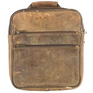 Brookstone Leather Saddlebag Crossbody Worn canvas interior